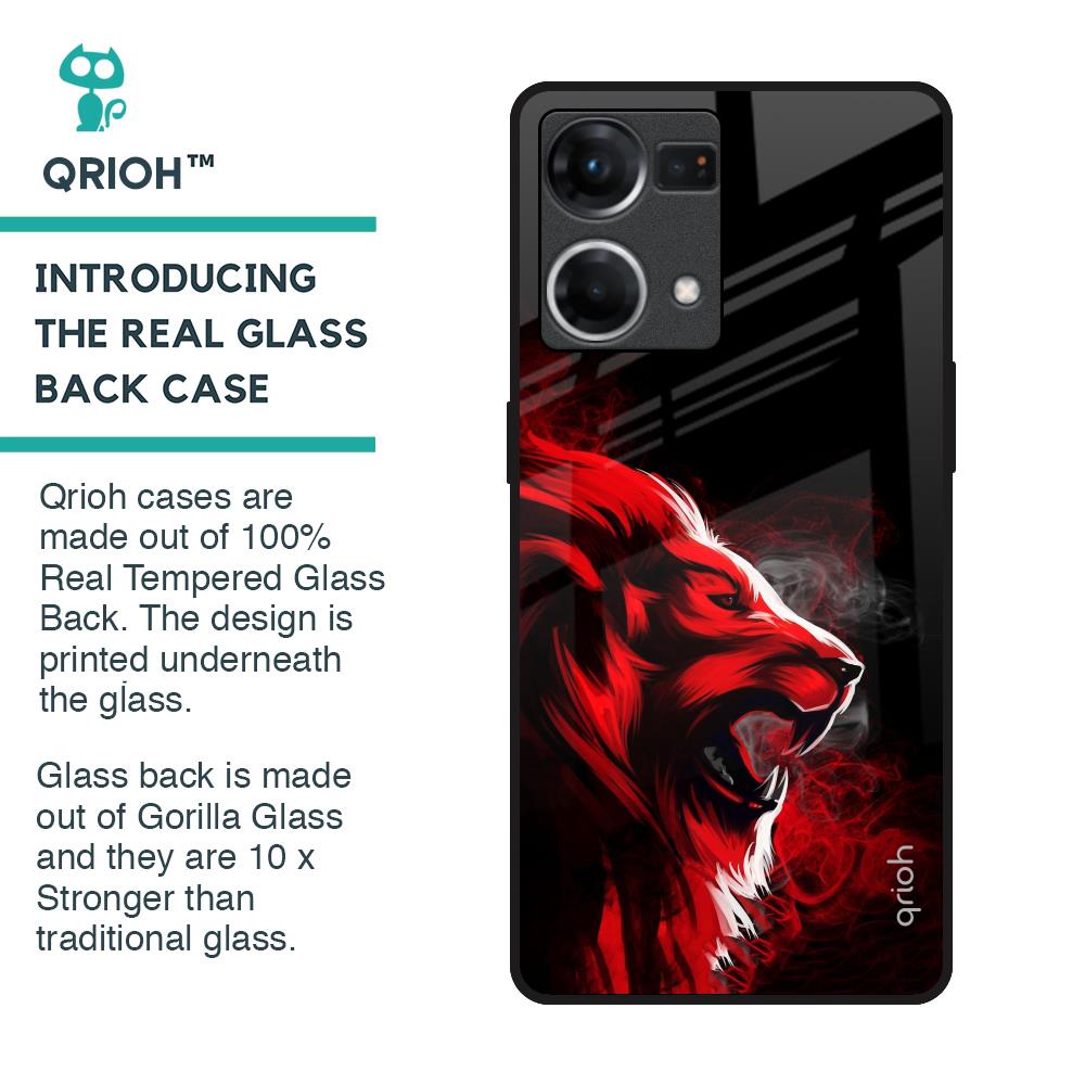 Red Angry Lion Glass Case for OPPO F21 Pro