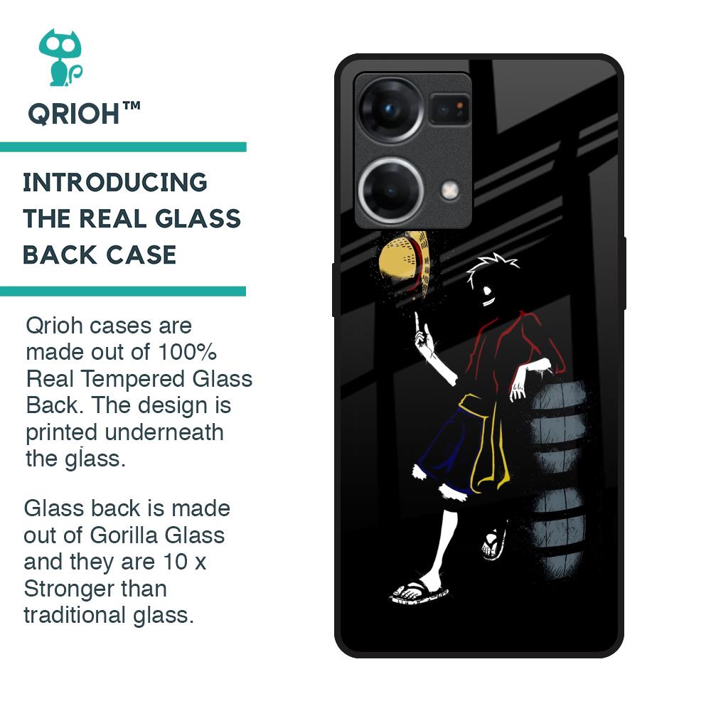 Luffy Line Art Glass Case for OPPO F21 Pro