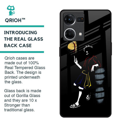 Luffy Line Art Glass Case for OPPO F21 Pro