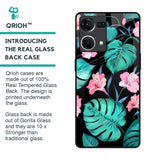 Tropical Leaves & Pink Flowers Glass Case for OPPO F21 Pro