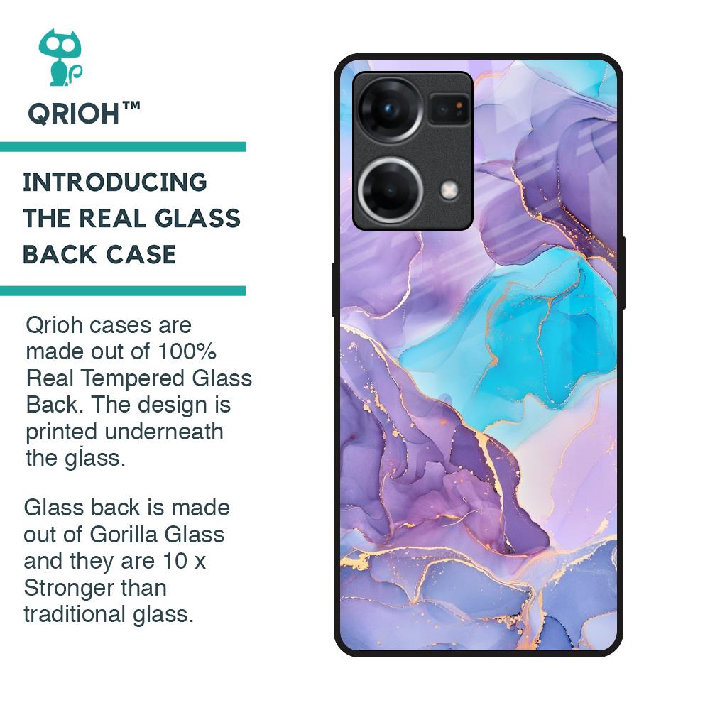 Alcohol ink Marble Glass Case for OPPO F21 Pro