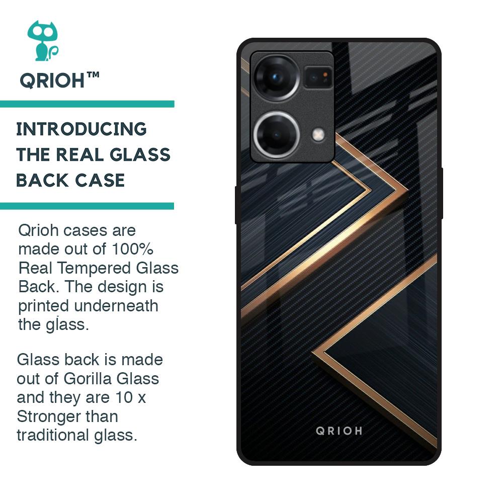 Sleek Golden & Navy Glass Case for OPPO F21 Pro