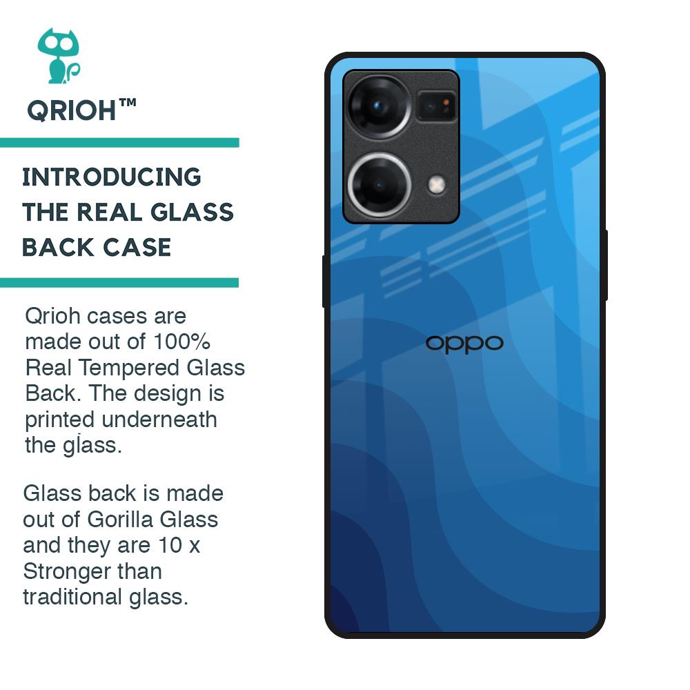 Blue Wave Abstract Glass Case for OPPO F21 Pro