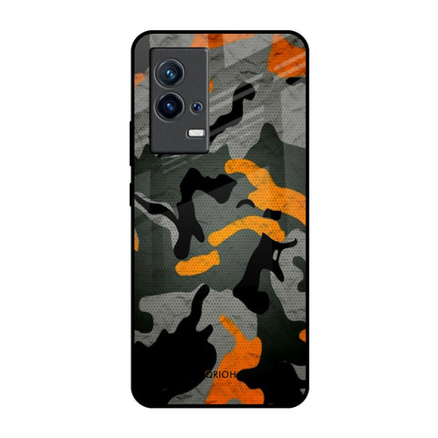 Camouflage Orange IQOO 9 5G Glass Back Cover Online