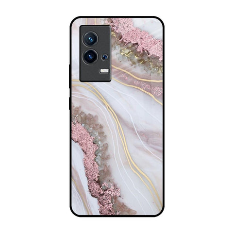 Pink & Gold Gllitter Marble IQOO 9 5G Glass Back Cover Online