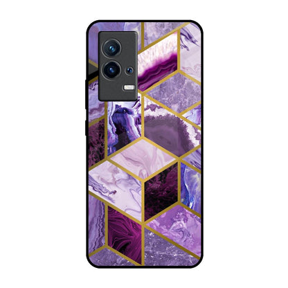Purple Rhombus Marble IQOO 9 5G Glass Back Cover Online