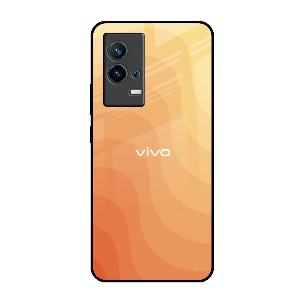 Orange Curve Pattern IQOO 9 5G Glass Back Cover Online