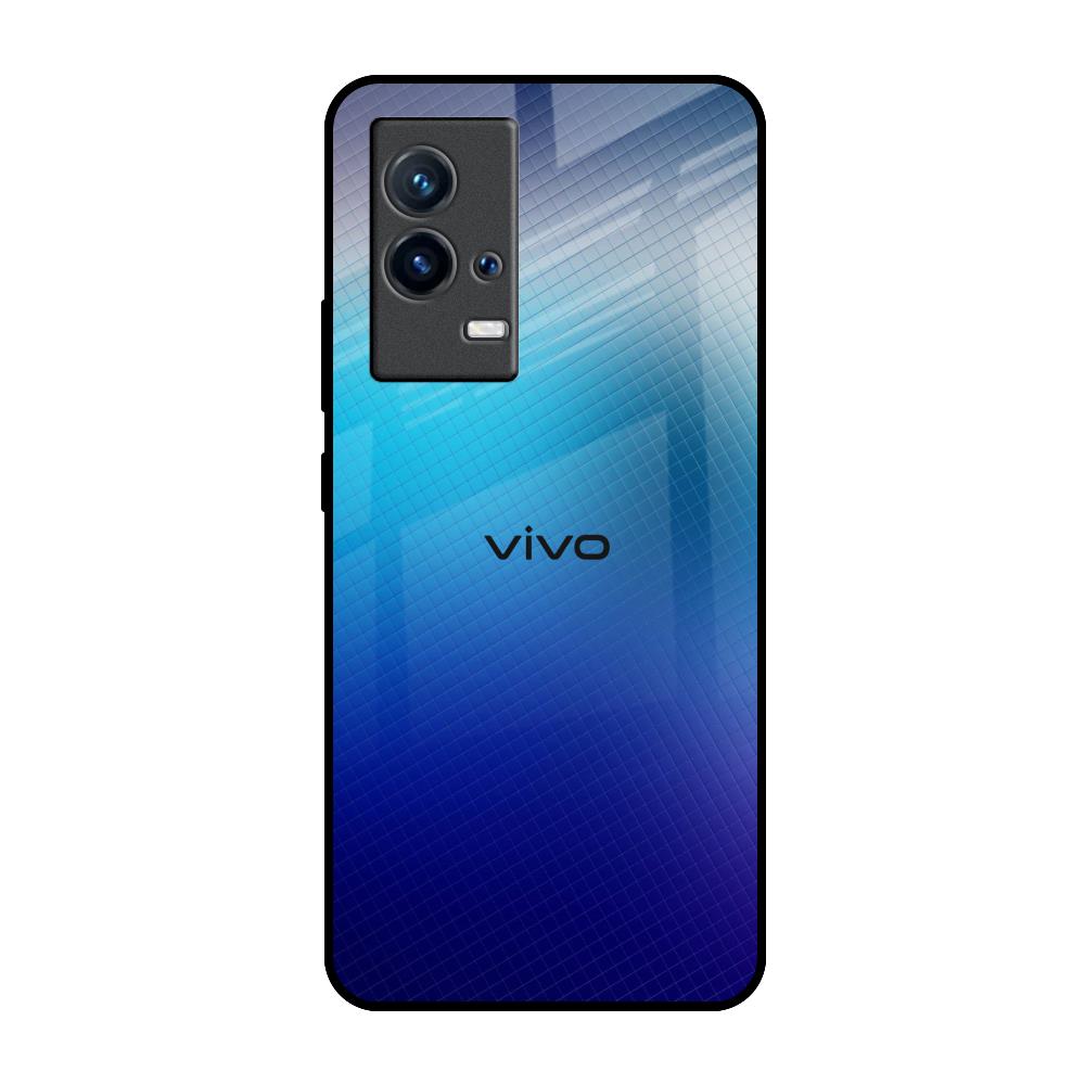Blue Rhombus Pattern IQOO 9 5G Glass Back Cover Online