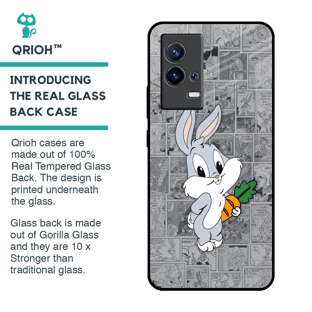 Cute Baby Bunny Glass Case for IQOO 9 5G