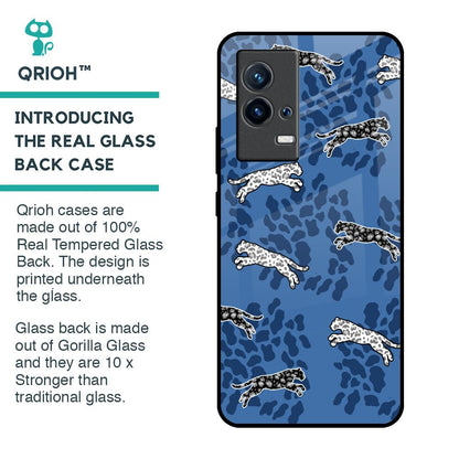 Blue Cheetah Glass Case for IQOO 9 5G