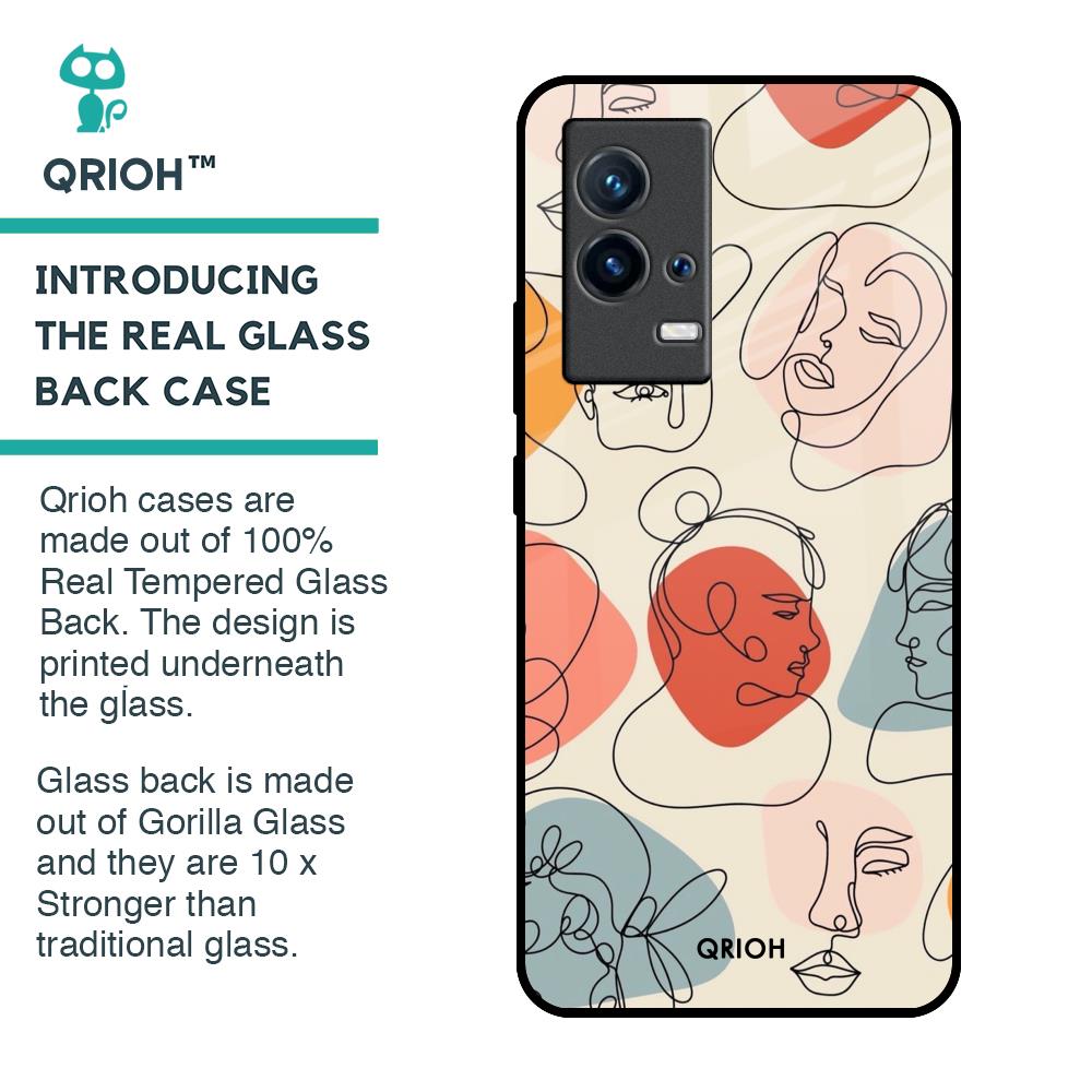 Abstract Faces Glass Case for IQOO 9 5G