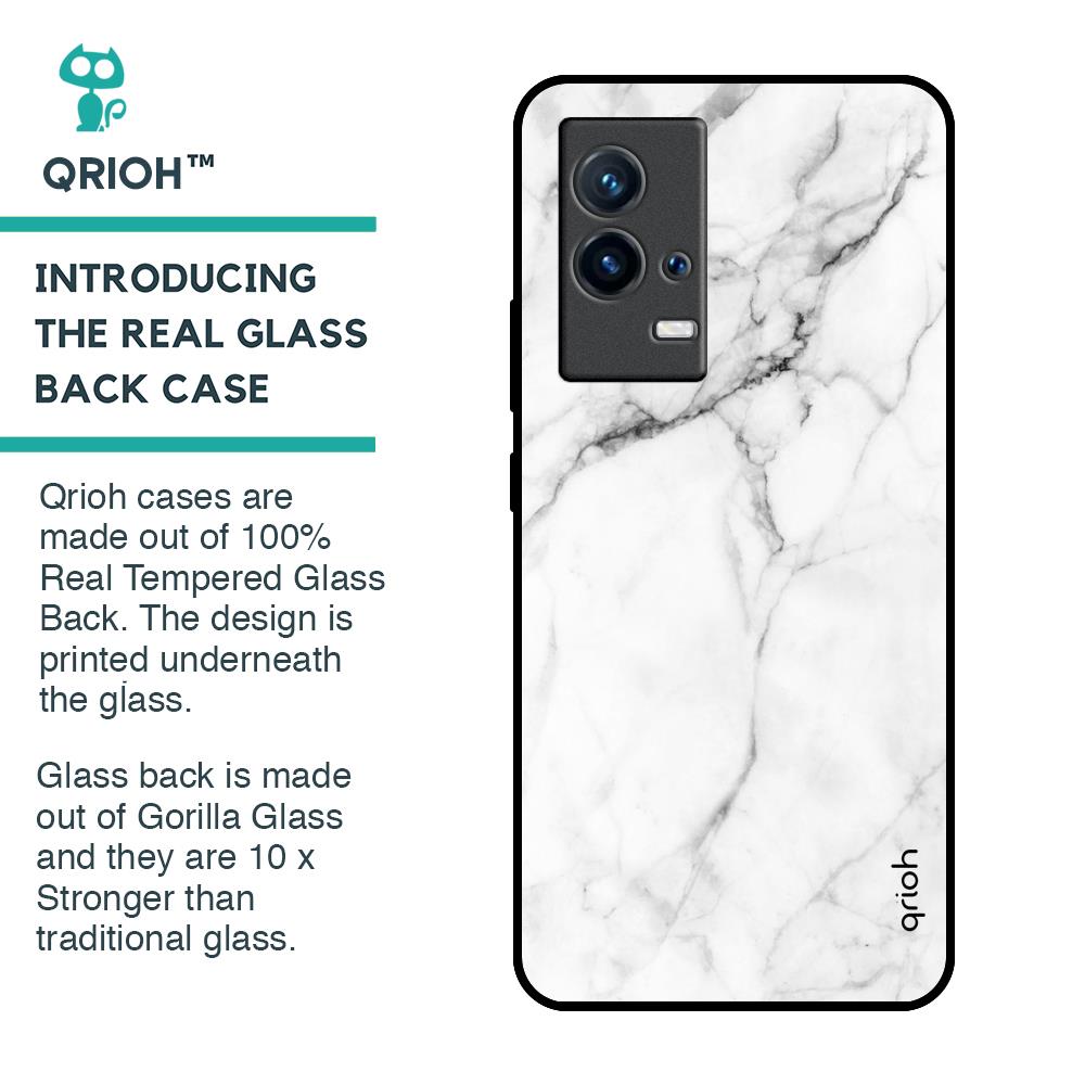 Modern White Marble Glass Case for IQOO 9 5G