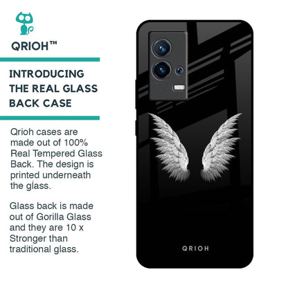 White Angel Wings Glass Case for IQOO 9 5G
