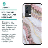 Pink & Gold Gllitter Marble Glass Case for IQOO 9 5G