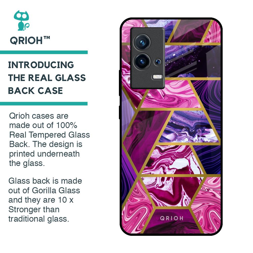 Electroplated Geometric Marble Glass Case for IQOO 9 5G