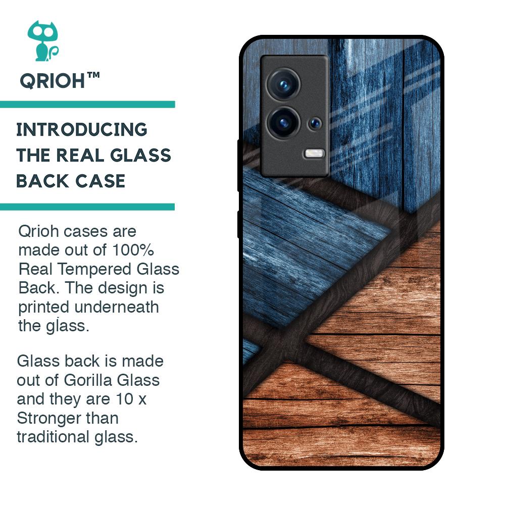 Wooden Tiles Glass Case for IQOO 9 5G