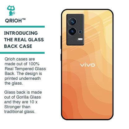 Orange Curve Pattern Glass Case for IQOO 9 5G