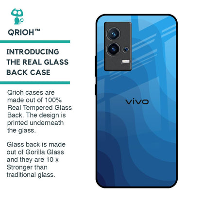 Blue Wave Abstract Glass Case for IQOO 9 5G