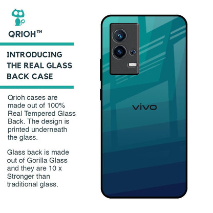 Green Triangle Pattern Glass Case for IQOO 9 5G
