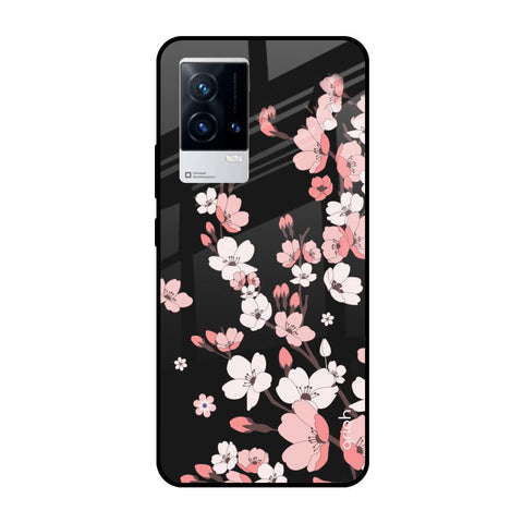 Black Cherry Blossom IQOO9 5G Glass Cases & Covers Online