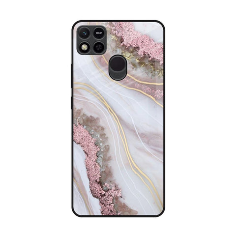 Pink & Gold Gllitter Marble Redmi 10A Glass Back Cover Online