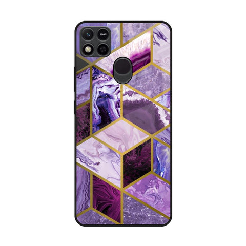 Purple Rhombus Marble Redmi 10A Glass Back Cover Online