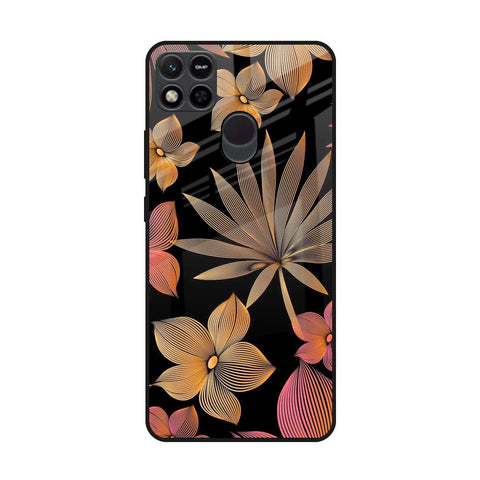 Lines Pattern Flowers Redmi 10A Glass Back Cover Online