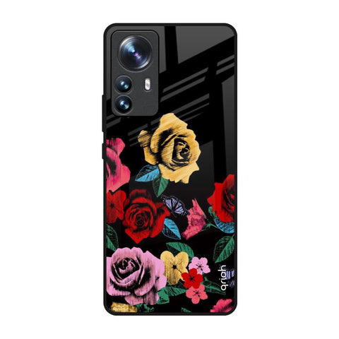 Floral Decorative Mi 12 Pro 5G Glass Back Cover Online