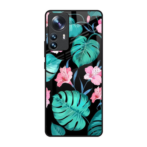 Tropical Leaves & Pink Flowers Mi 12 Pro 5G Glass Back Cover Online