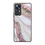 Pink & Gold Gllitter Marble Mi 12 Pro 5G Glass Back Cover Online