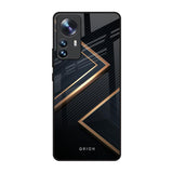 Sleek Golden & Navy Mi 12 Pro 5G Glass Back Cover Online
