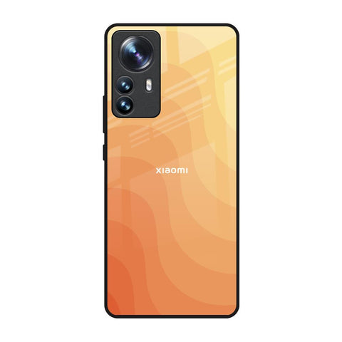 Orange Curve Pattern Mi 12 Pro 5G Glass Back Cover Online