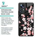 Black Cherry Blossom Glass Case for Mi 12 Pro 5G