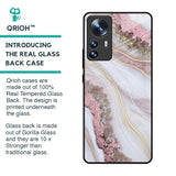 Pink & Gold Gllitter Marble Glass Case for Mi 12 Pro 5G