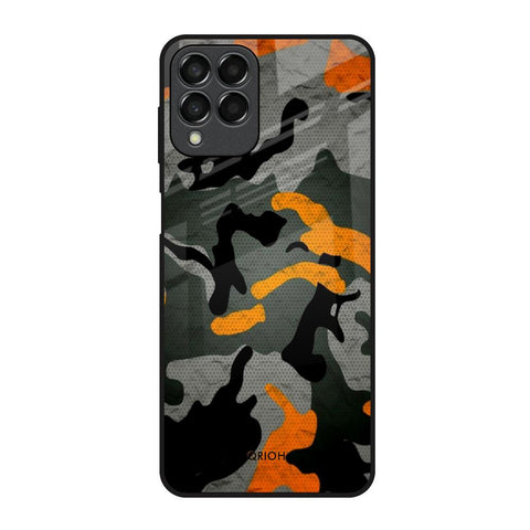 Camouflage Orange Samsung Galaxy M53 5G Glass Back Cover Online