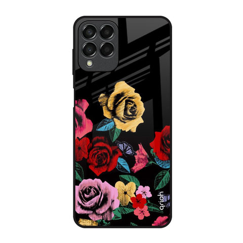 Floral Decorative Samsung Galaxy M53 5G Glass Back Cover Online