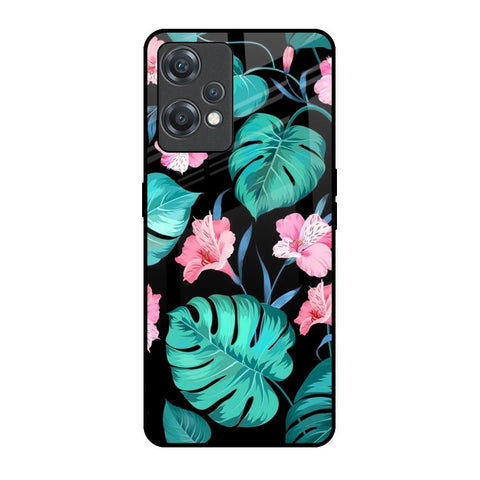 Tropical Leaves & Pink Flowers OnePlus Nord CE 2 Lite 5G Glass Back Cover Online