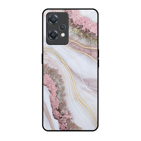 Pink & Gold Gllitter Marble OnePlus Nord CE 2 Lite 5G Glass Back Cover Online