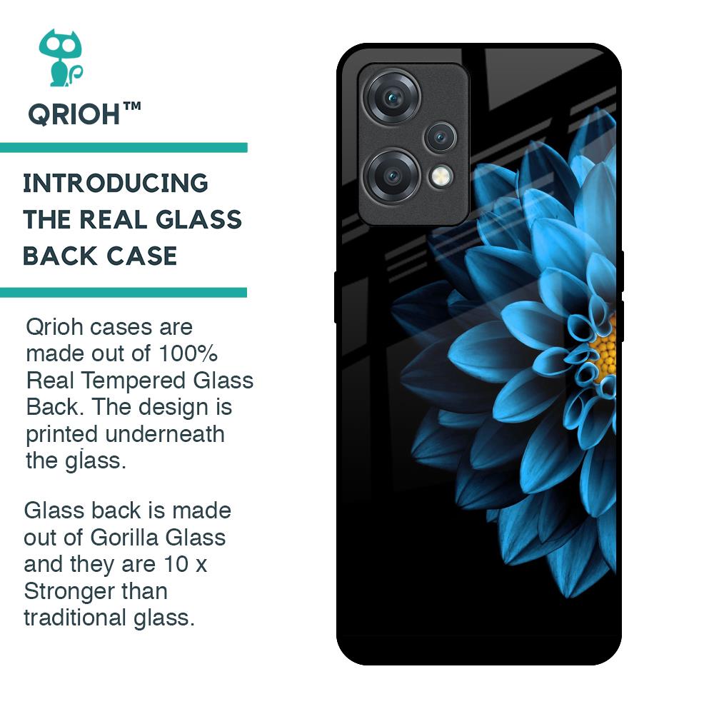Half Blue Flower Glass Case for OnePlus Nord CE 2 Lite 5G