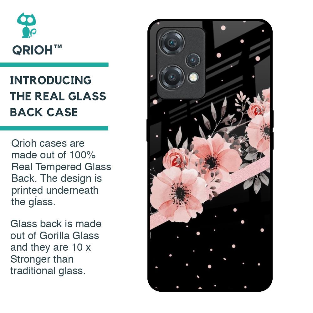 Floral Black Band Glass Case For OnePlus Nord CE 2 Lite 5G