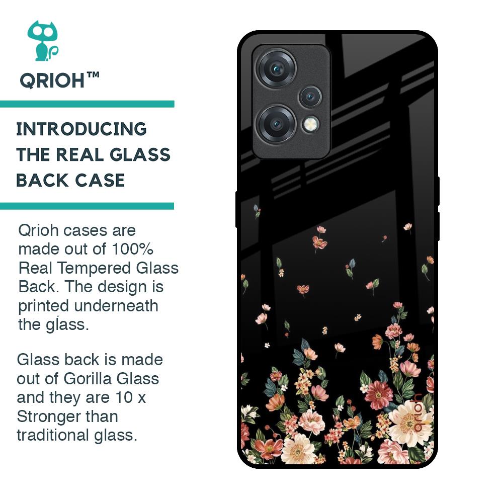 Floating Floral Print Glass Case for OnePlus Nord CE 2 Lite 5G