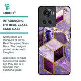 Purple Rhombus Marble Glass Case for OnePlus 10R 5G