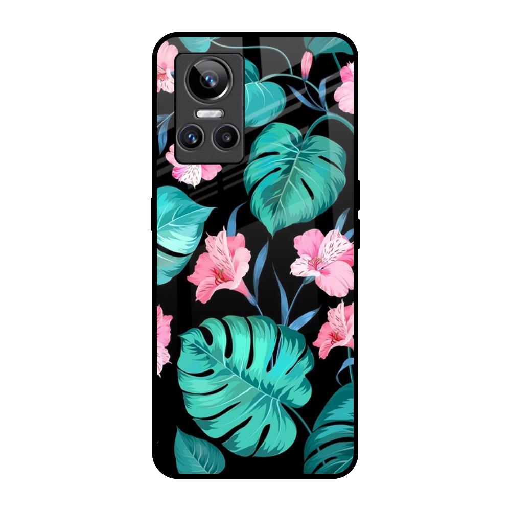 Tropical Leaves & Pink Flowers Realme GT Neo 3 Glass Back Cover Online