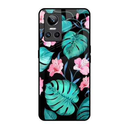 Tropical Leaves & Pink Flowers Realme GT Neo 3 Glass Back Cover Online