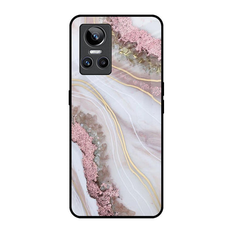 Pink & Gold Gllitter Marble Realme GT Neo 3 Glass Back Cover Online