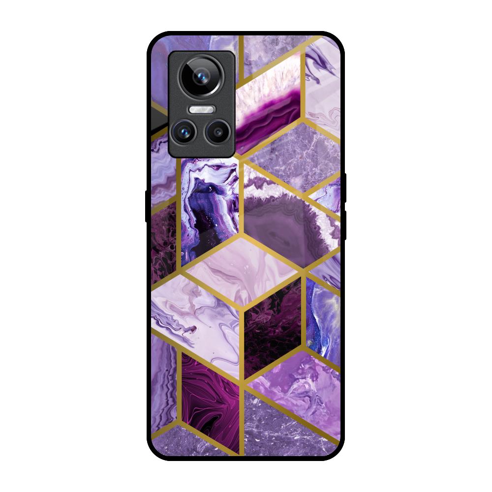 Purple Rhombus Marble Realme GT Neo 3 Glass Back Cover Online