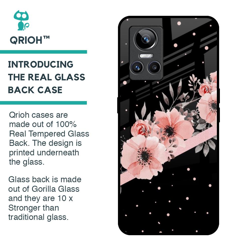 Floral Black Band Glass Case For Realme GT Neo 3