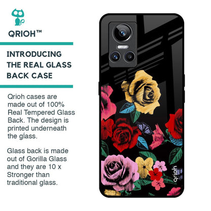 Floral Decorative Glass Case For Realme GT Neo 3