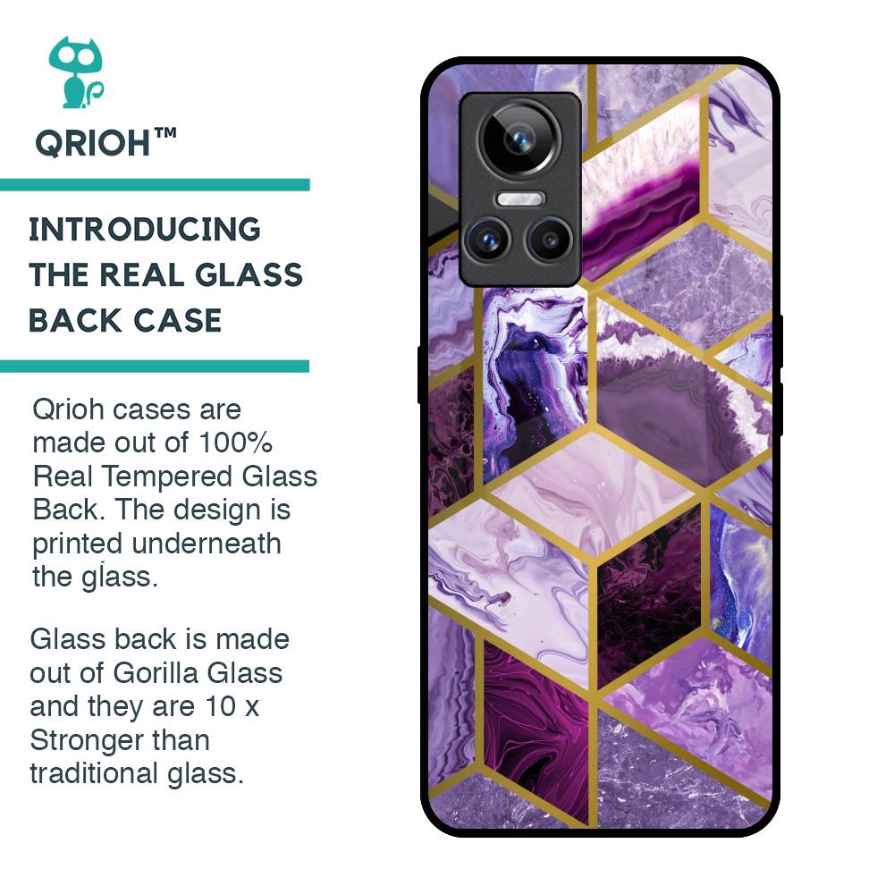 Purple Rhombus Marble Glass Case for Realme GT Neo 3