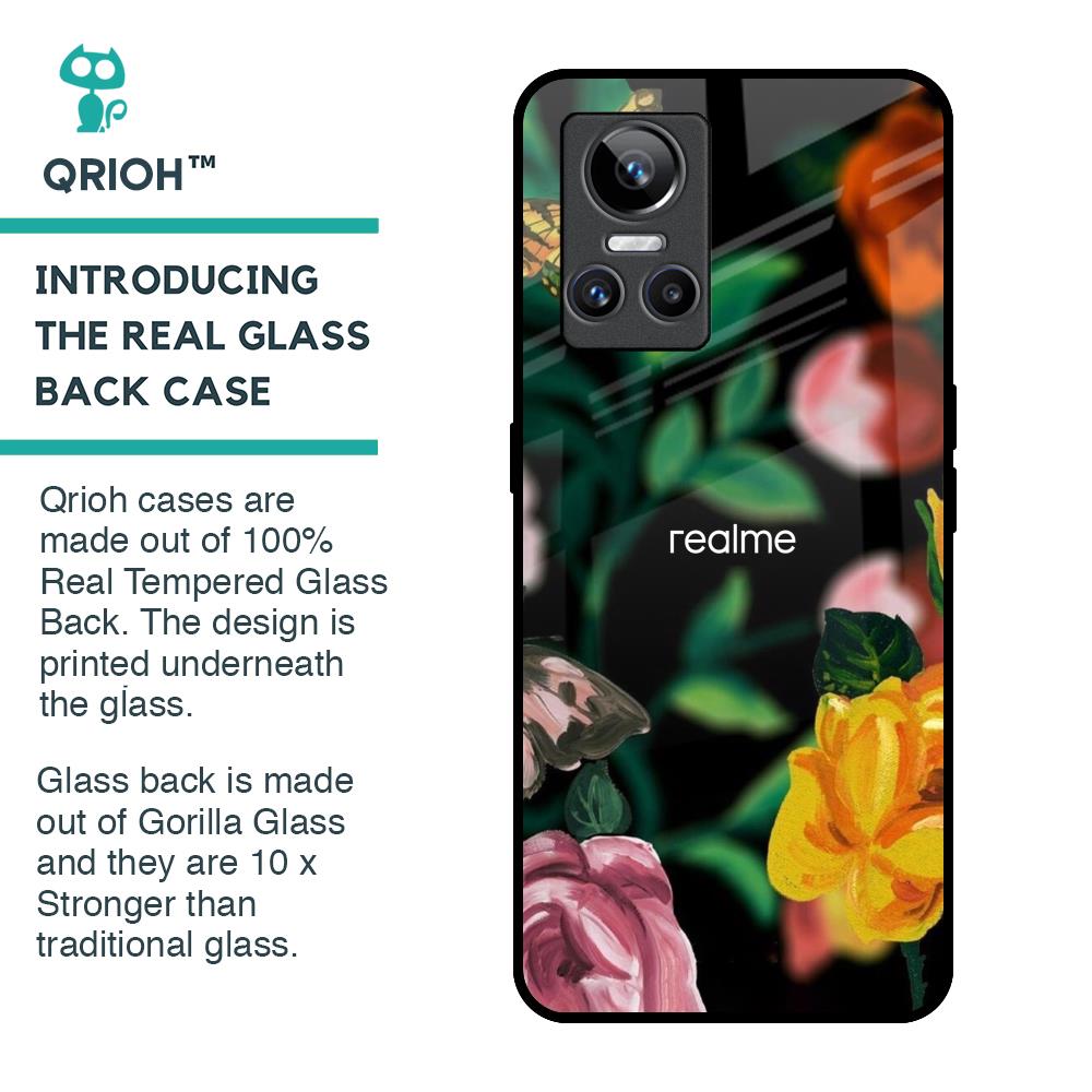 Flowers & Butterfly Glass Case for Realme GT Neo 3